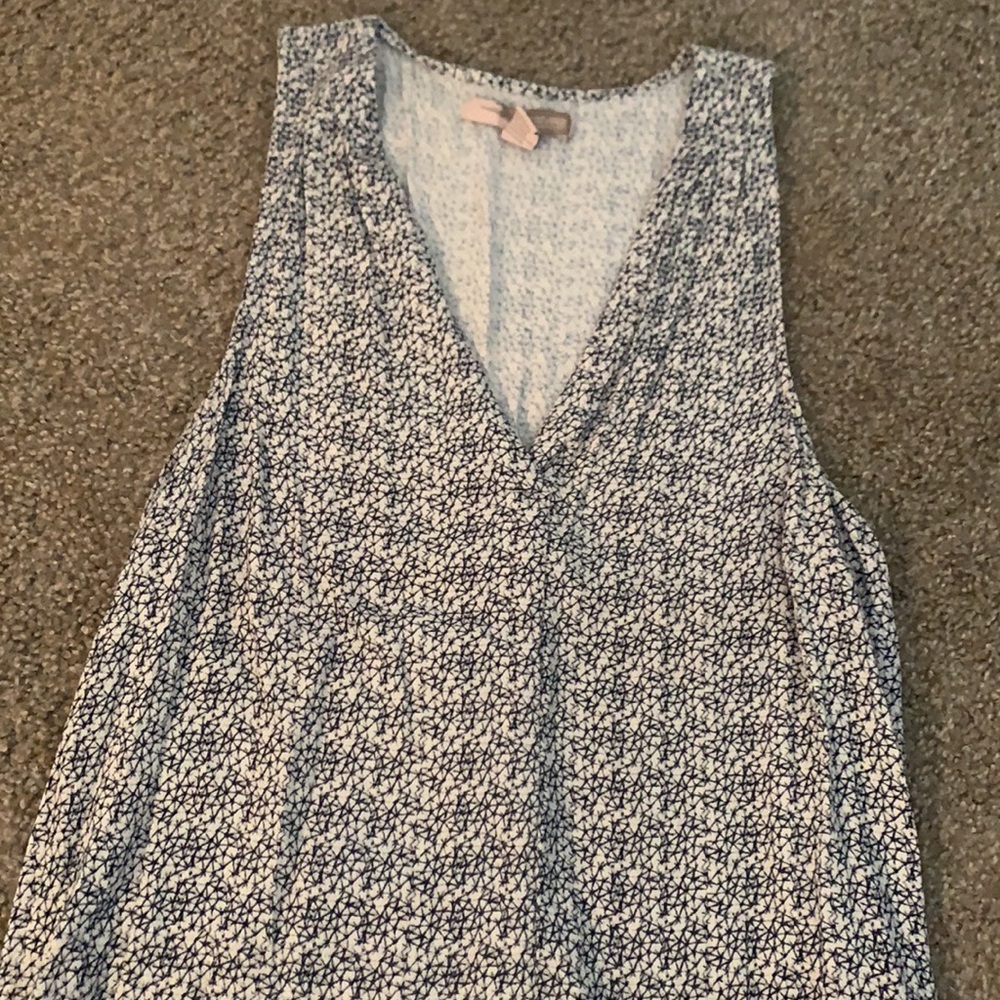 White and navy work tank top
